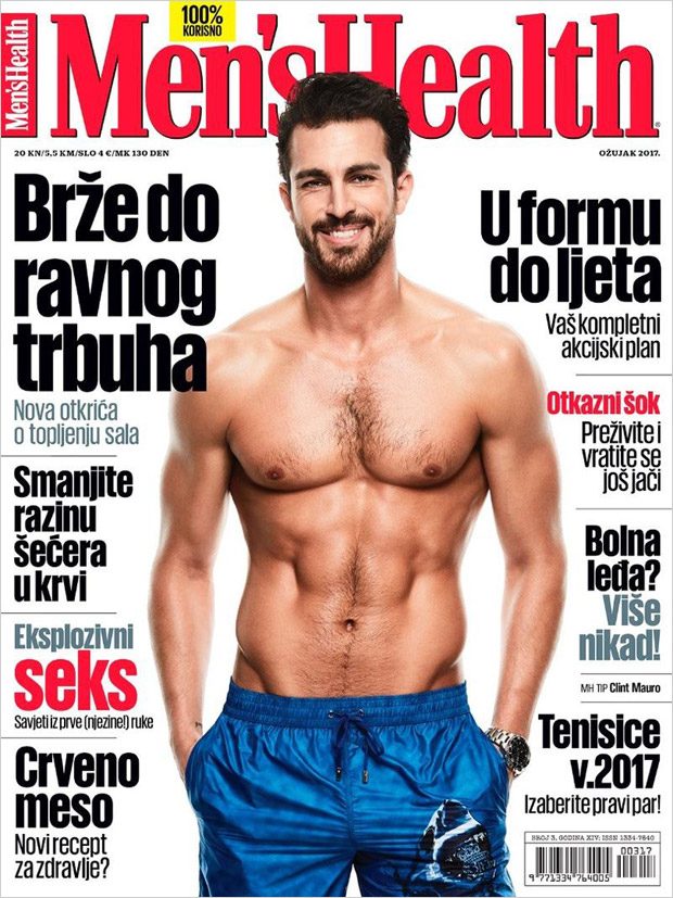 Model Clint Mauro Stars the Cover Story of Men's Health Croatia