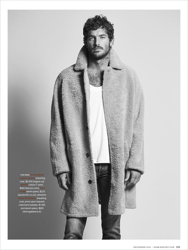 Justice Joslin Models Winter Fashion for Robb Report December Issue