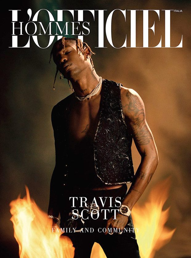Travis Scott Appears in L'Officiel Hommes Italia Sporting Supreme, Prada,  Louis Vuitton and Much More – PAUSE Online