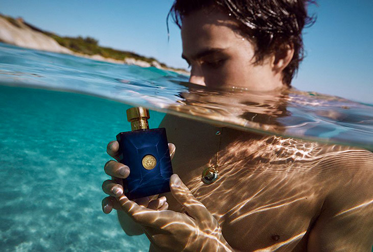 Louis Baines is the Face of Versace Dylan Blue Fragrance