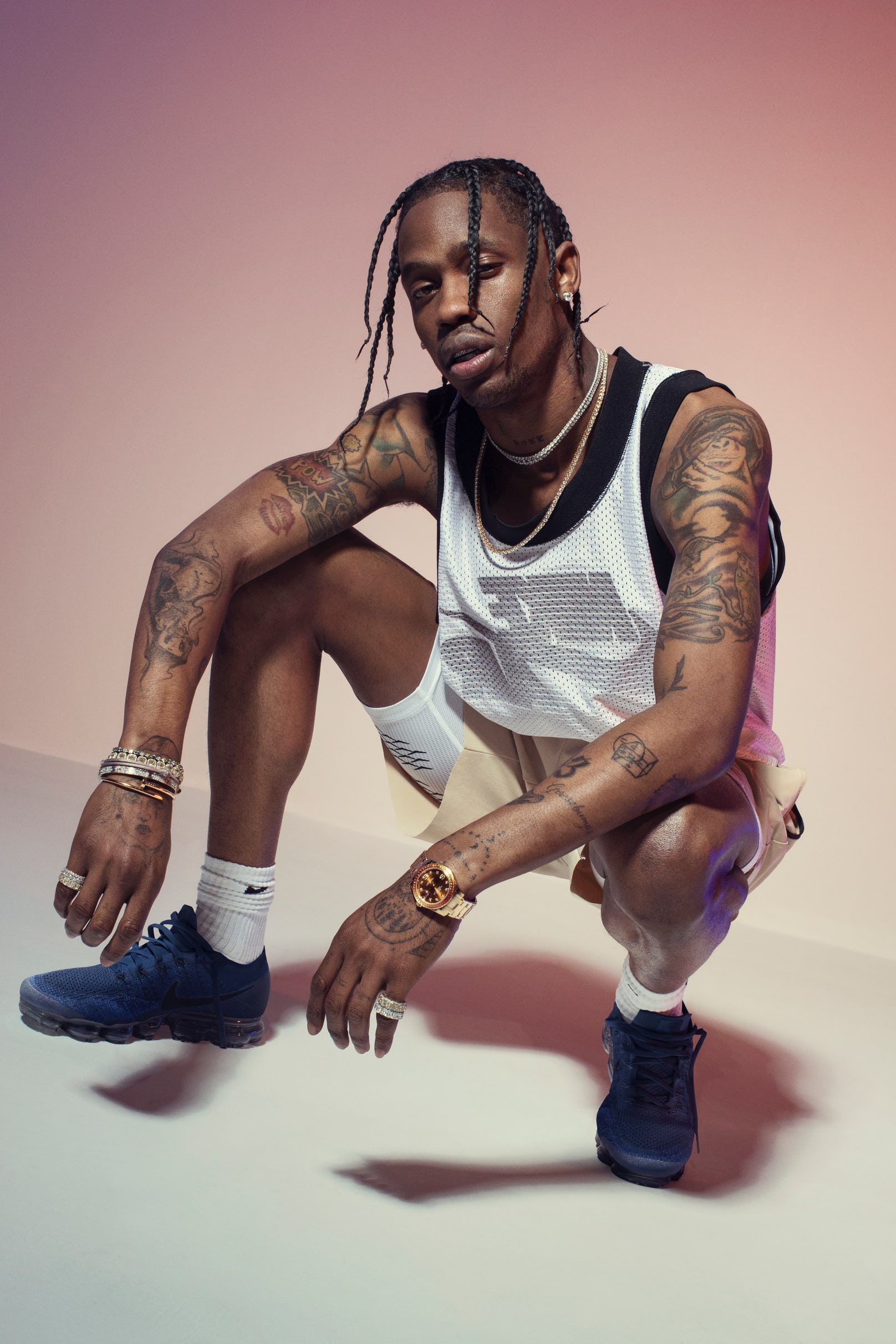 Travis was wearing an unreleased colorway of his Jordan 1s last