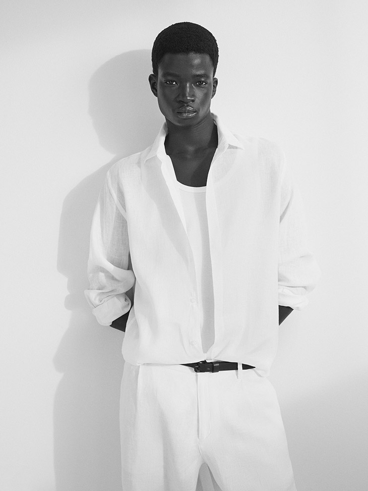 Ahmadou Gueye Models Massimo Dutti Spring 2023 Linen Looks