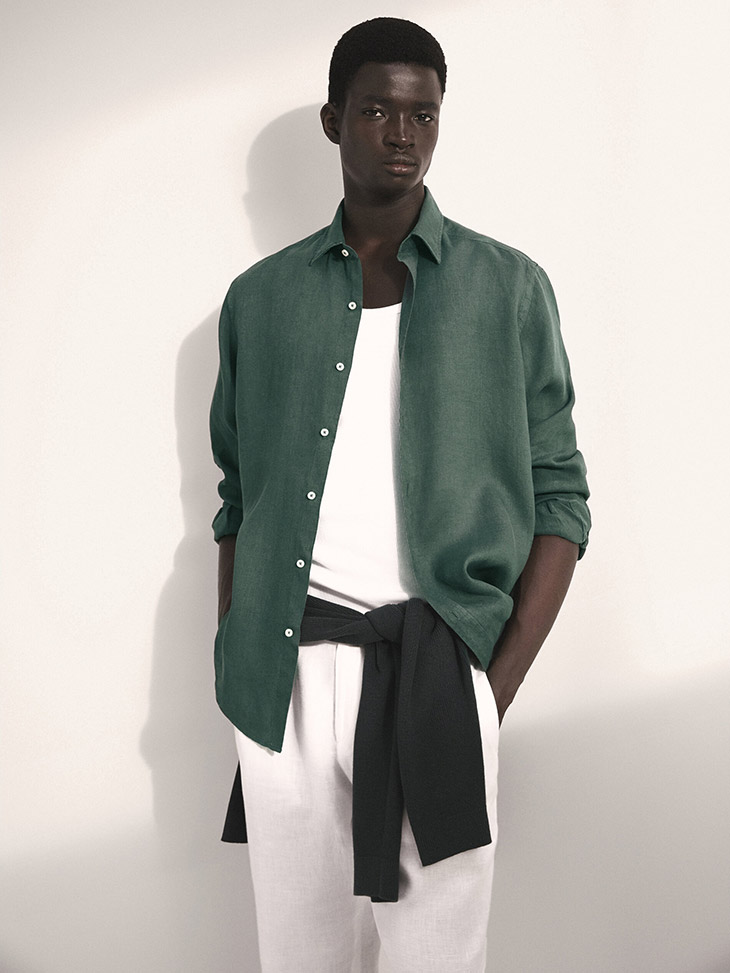 Ahmadou Gueye Models Massimo Dutti Spring 2023 Linen Looks