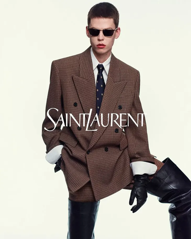 A Measured Cast of Models in Saint Laurent Fall 2025 Lookbook