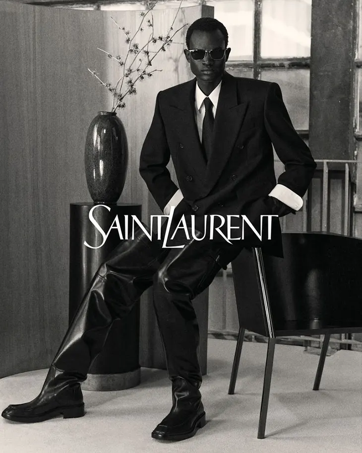 A Measured Cast of Models in Saint Laurent Fall 2025 Lookbook